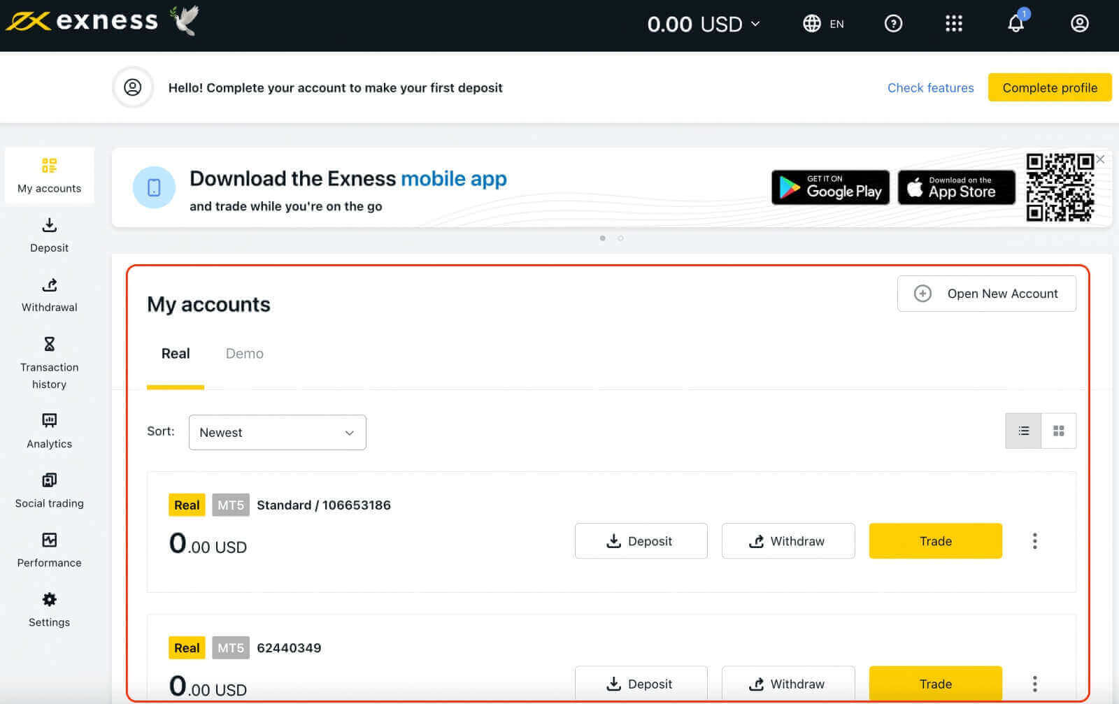 Чӣ тавр ворид шудан ва оғоз кардани савдои Forex дар Exness