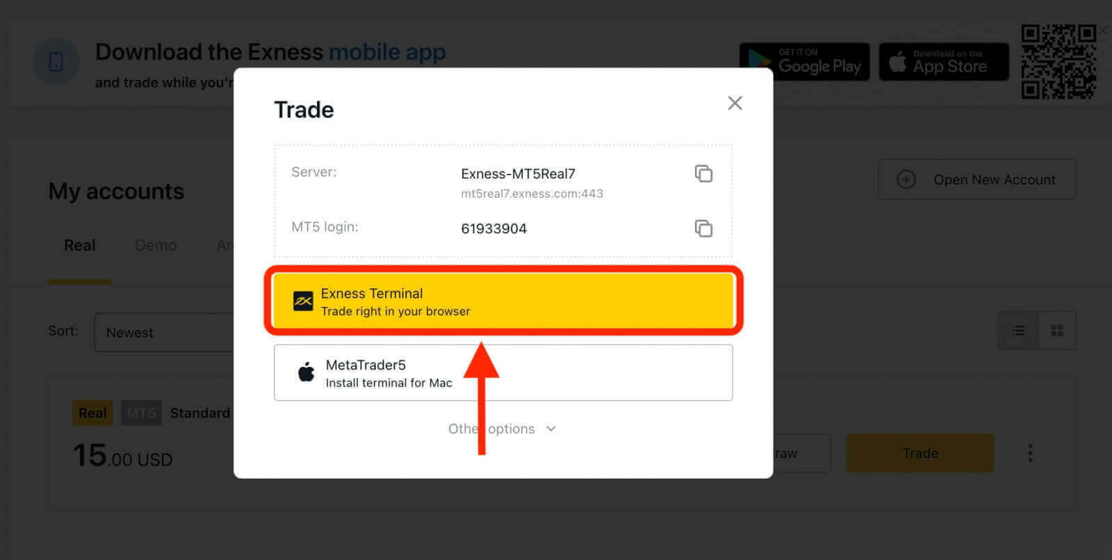 Чӣ тавр ворид шудан ва оғоз кардани савдои Forex дар Exness
