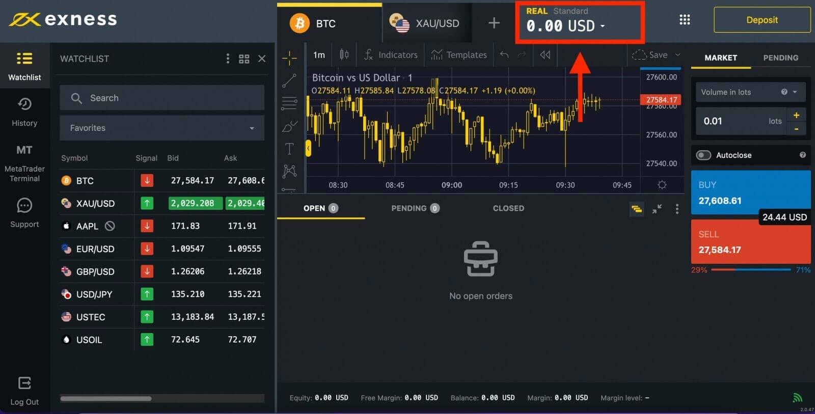 Чӣ тавр ворид шудан ва оғоз кардани савдои Forex дар Exness