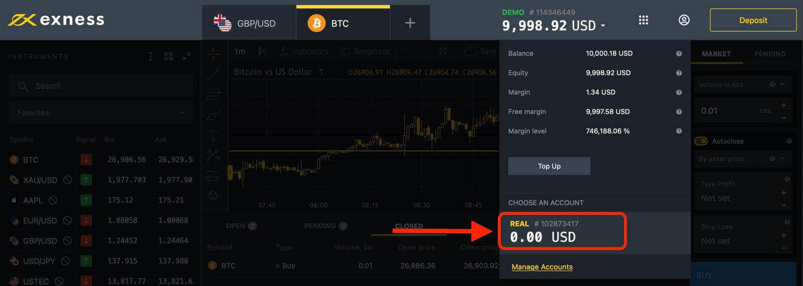 Exness-da demo hisob qaydnomasi bilan qanday ro'yxatdan o'tish va savdoni boshlash kerak